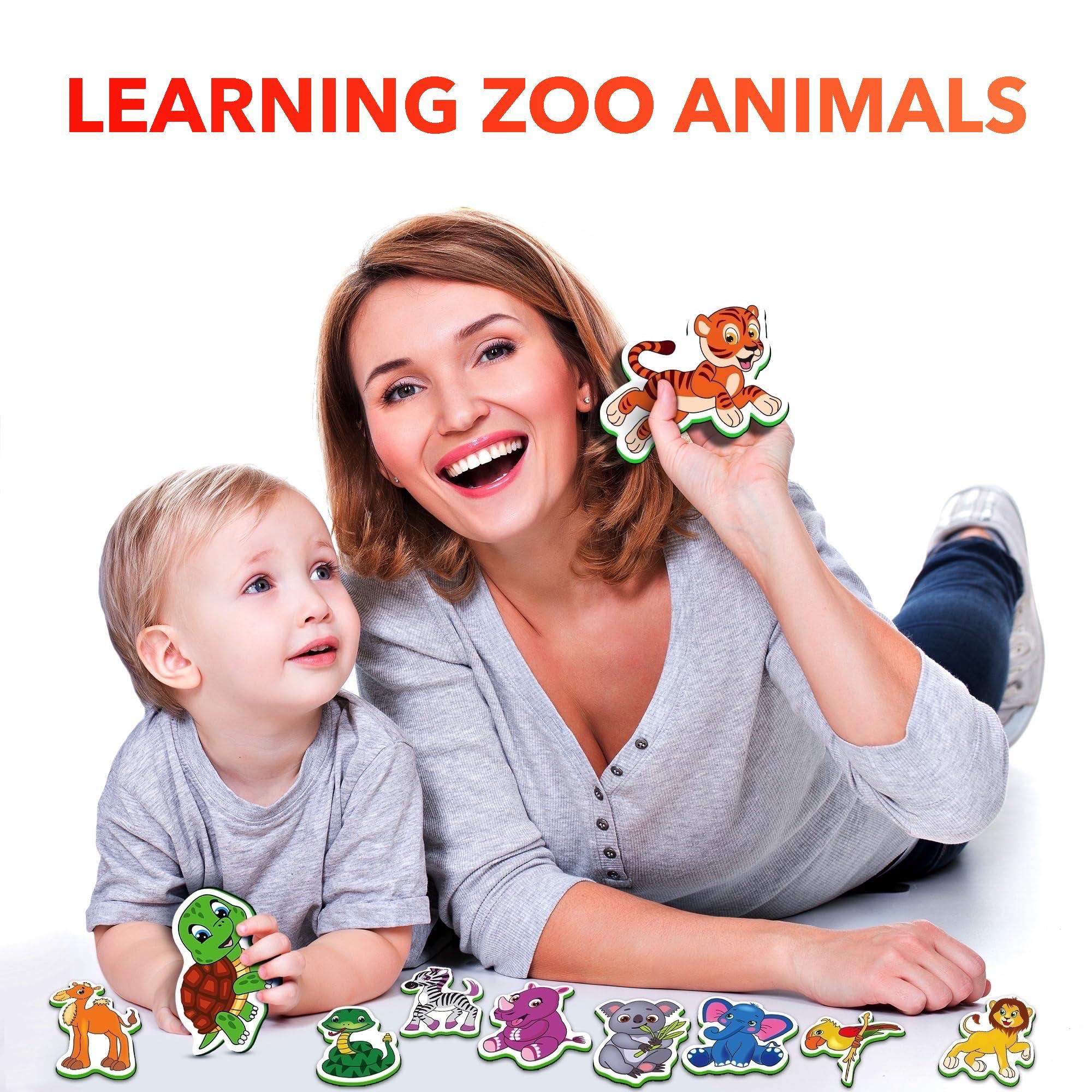 LIENO ROSIO LIENO ROSIO 16 Foam Zoo Animals Magnets - Big Baby Magnets Age 1+ - Funny Magnets for Kids on Fridge - Toddler Animal Toys - Magnetic Toys for Toddlers 1-3
