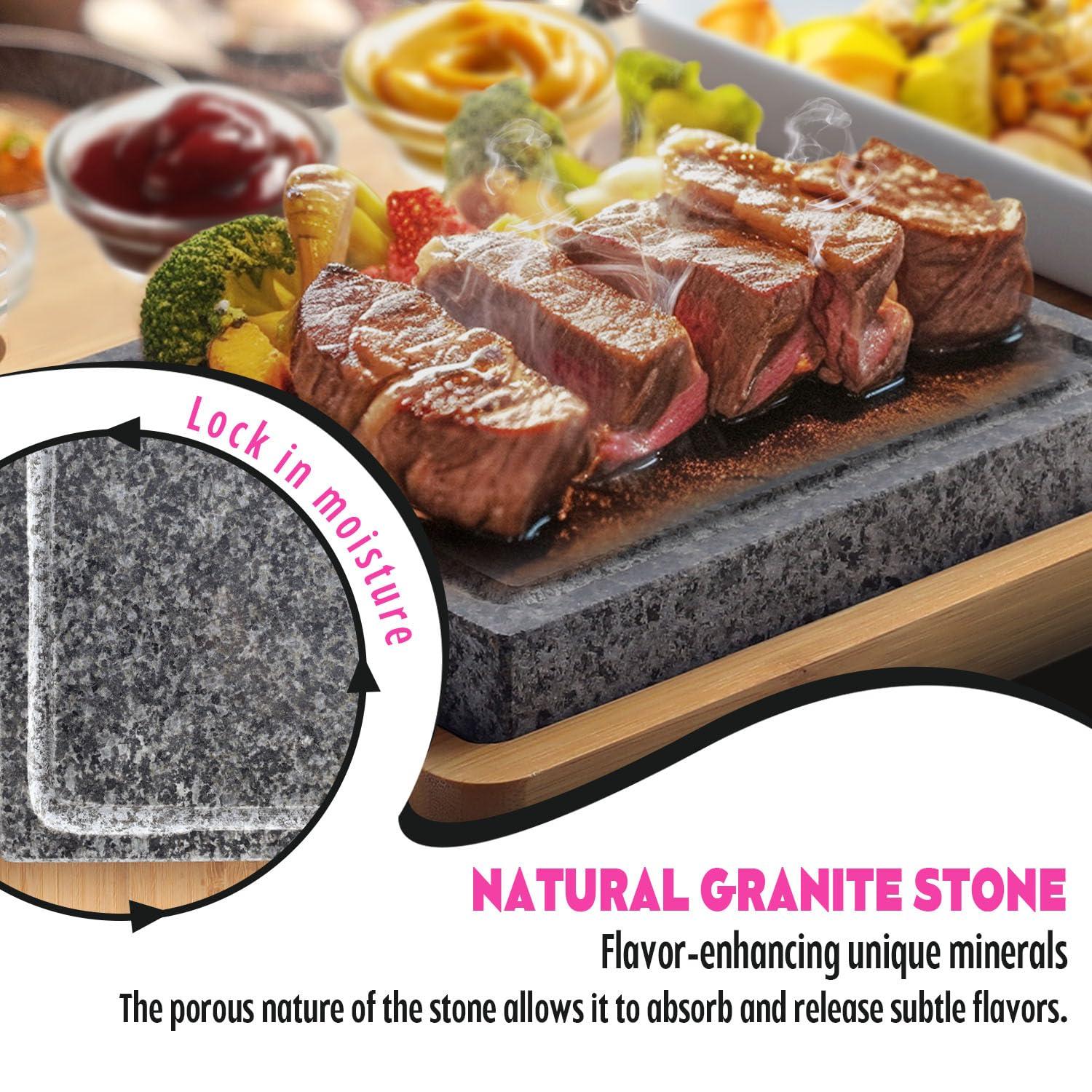 Artestia Artestia Cooking Stones for Steak Stones Sizzling Hot Stone Set Hot Rock Cooking Stone Indoor Grill, Granite Stone Cooking Set/BBQ/Steak Grill (Upgrade Version)