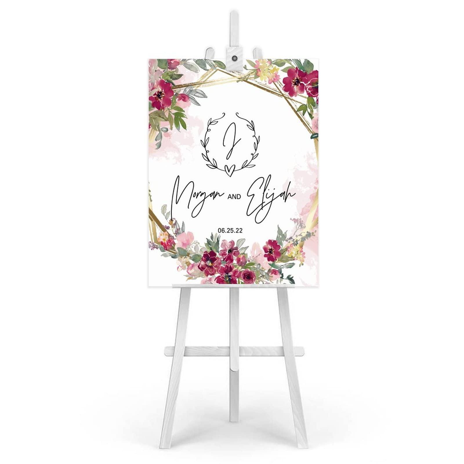 Wodevor Wooden Welcome Sign Wedding Welcome Sign Elegant Monogram Design Unique Wedding Sign Wedding Signs for Ceremony Customized Rehearsal Dinner Party Welcome Board 24X18 Inch