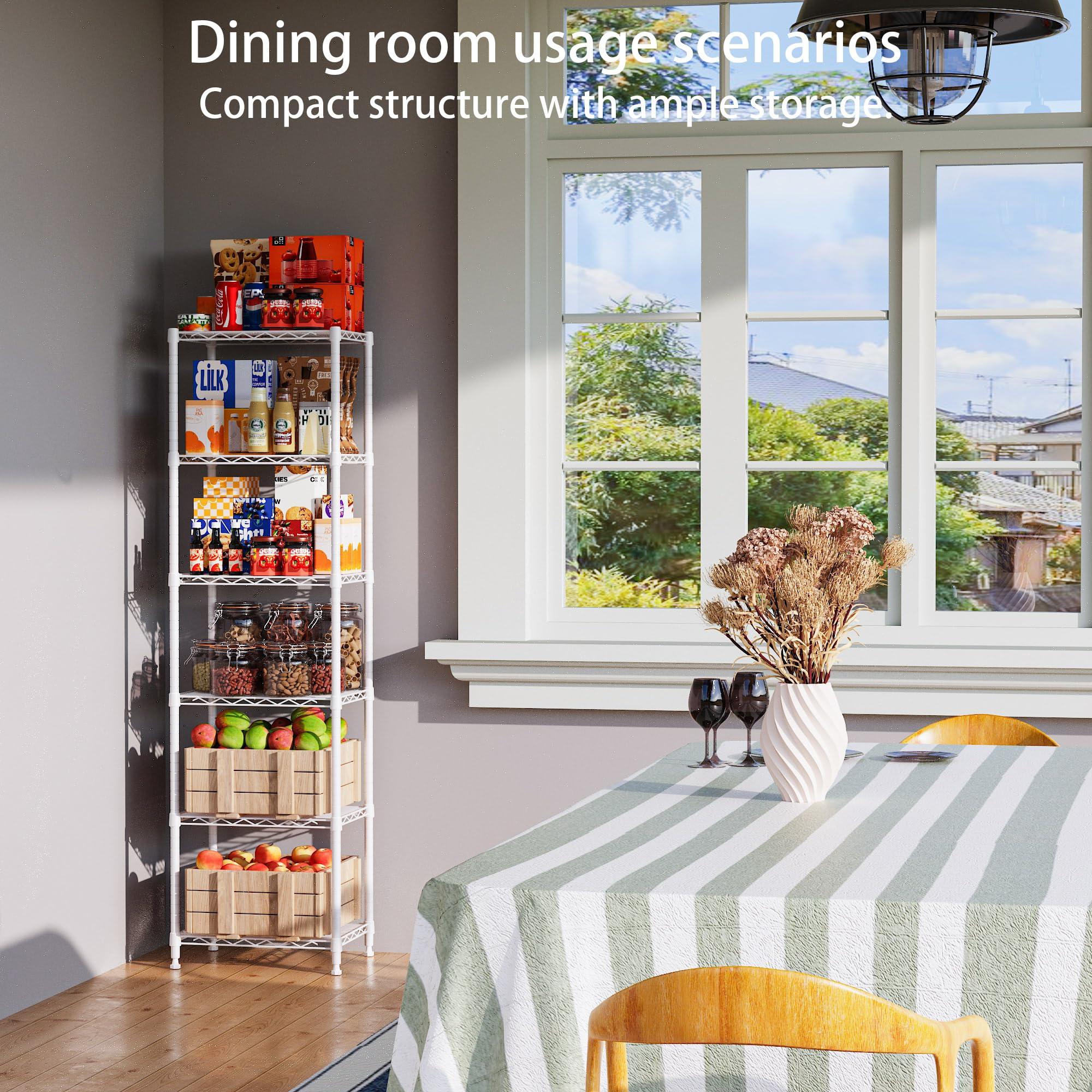 REGILLER REGILLER 6 Wire Shelving Steel Storage Rack Adjustable Unit Shelves for Laundry Bathroom Kitchen Pantry Closet (16.7L x 11.9W x 64H, White)