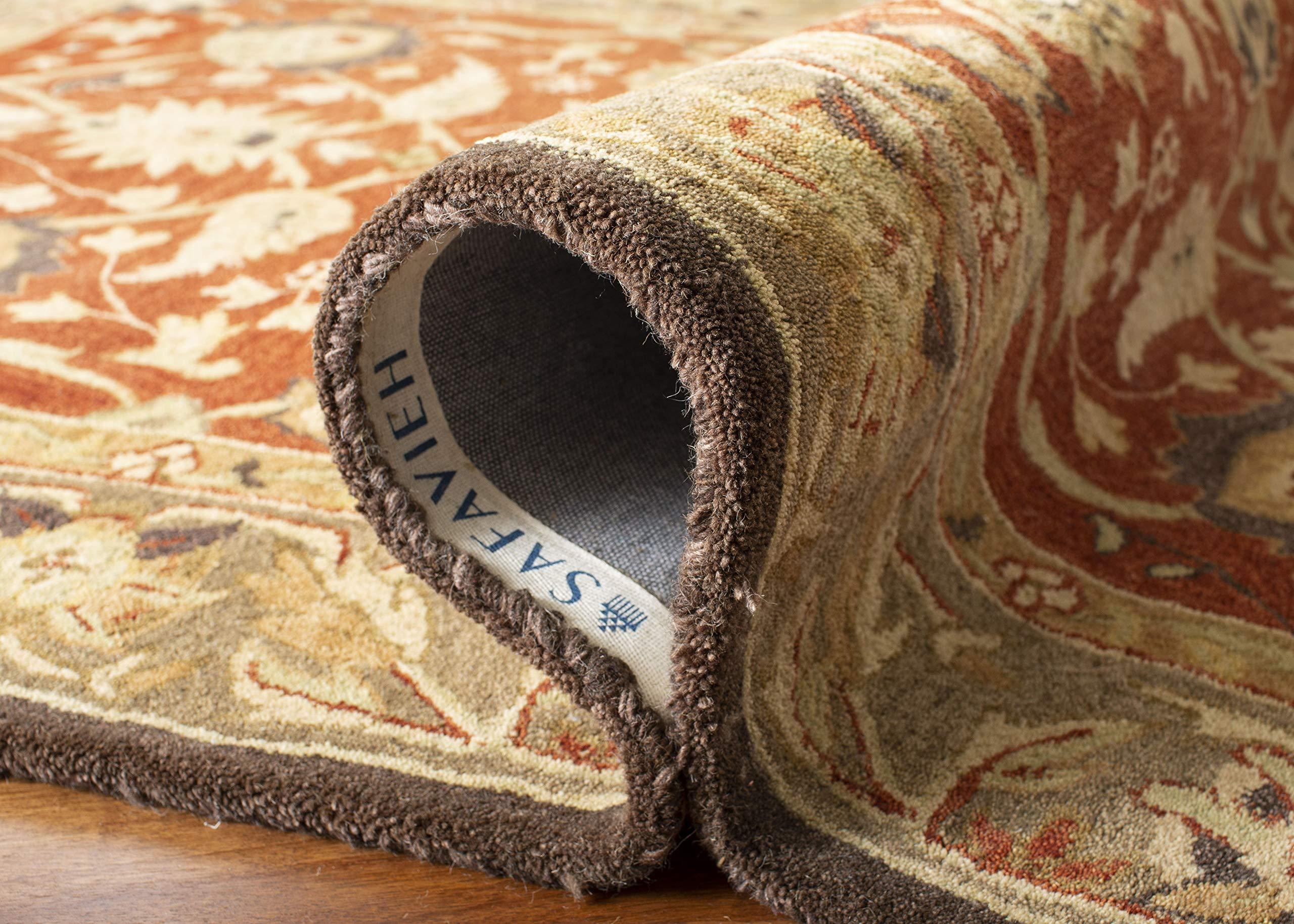 Safavieh SAFAVIEH Anatolia Collection Area Rug - 9' x 12', Rust & Green, Handmade Traditional Oriental Wool, Ideal for High Traffic Areas in Living Room, Bedroom (AN512G)