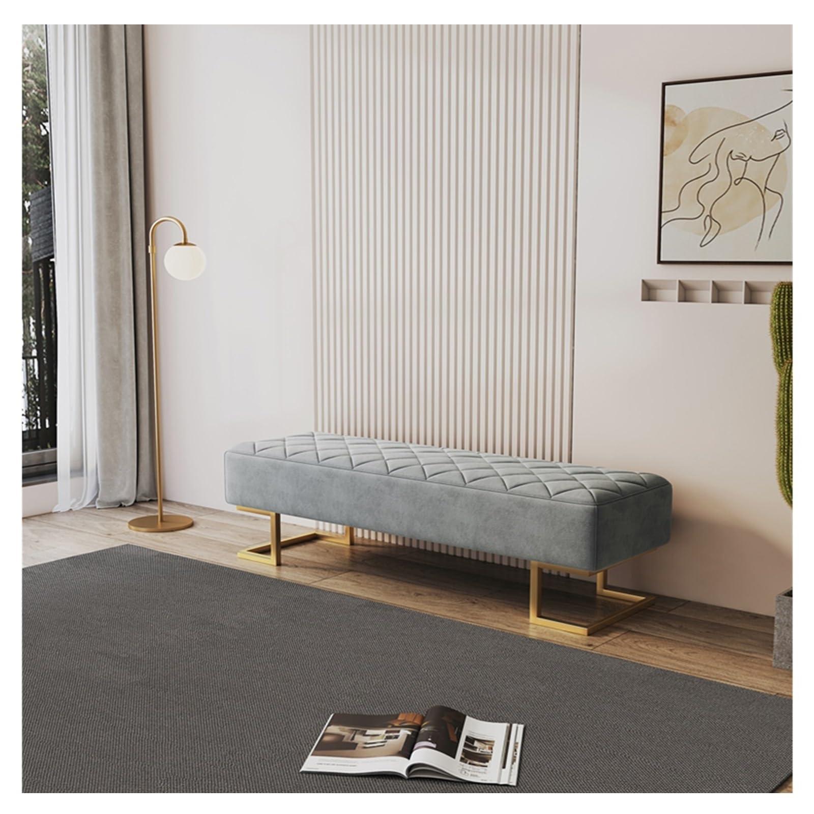 HEAIQI End of Bed Bench Storage Footstool Bench Extra Long Padded Bedroom Bench with Large Storage Space for Living Room, Entryway, Bedroom Foot Rest for Couch Ottoman ( Color : Gray , Size : 120*45*45cm )