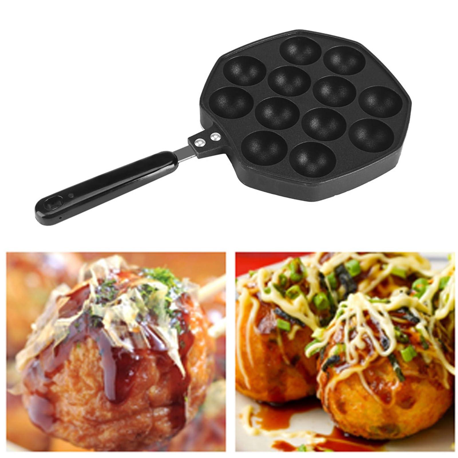 Gavigain Mini Pancake Pan, Cast Iron Aebleskiver Pan with 12 Cavities Aluminum Ebelskiver Pan Griddle Half Sphere Takoyaki Maker for Pancake Maker, Danish Stuffed, Baking Cooking