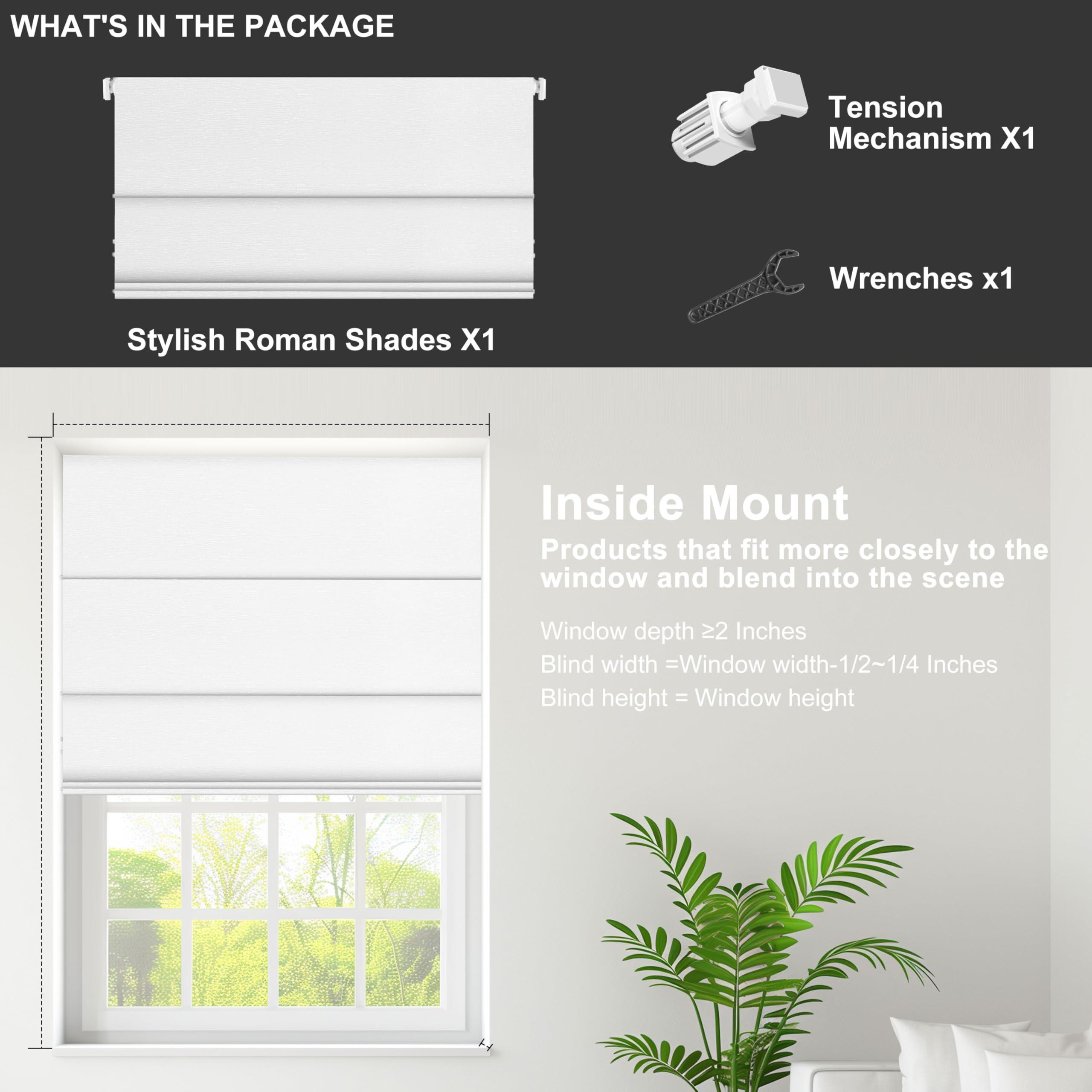 BERISSA BERISSA No Tool No Drill Blackout Roman Shades for Windows,Cordless Roman Blinds,Room Darkening Shades,Pull Down Window Shades for Home Office.Easy to Install.Light Green.37 W x 84" H