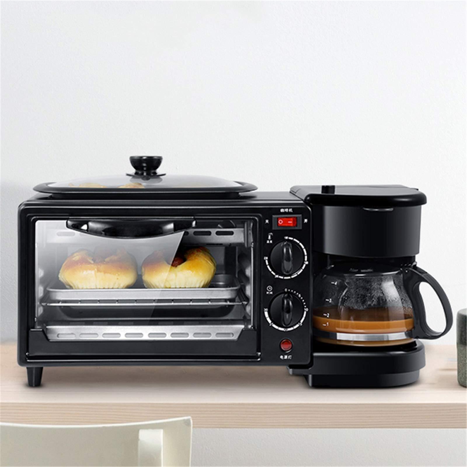 UOHUFIDABFD Multifunctional Breakfast Machine Household 3 in 1 Electric Mini Drip American Bread Machine Mini Oven Coffee Maker for Home Office Without Cover (Without Cover)