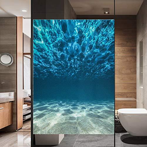 Xijier Privacy Window Film No Glue Window Cling Self Adhesive Static Cling Window Film Vinyl Glass Decorative Frosted Glass Sticker Under Water Ocean Pattern 80x120cm(31.5\"x47.2\")