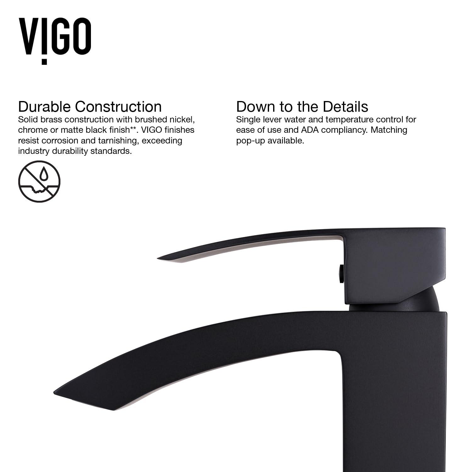 VIGO VIGO Duris 12\'\' H Single Handle Single-Hole Bathroom Vessel Faucet in Matte Black-VG03007MB