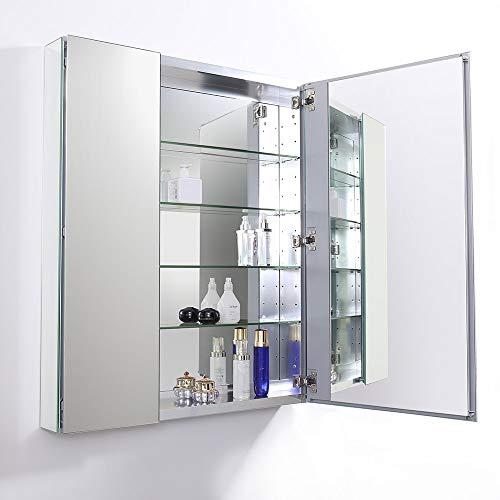 Fresca Fresca Bath 30\" W x 36\" H Modern Bathroom Medicine Cabinet with Mirrors, Recessed or Wall-Mount Installation, 4 Adjustable Glass Shelves, 2 Mirrored Doors - #FMC8091