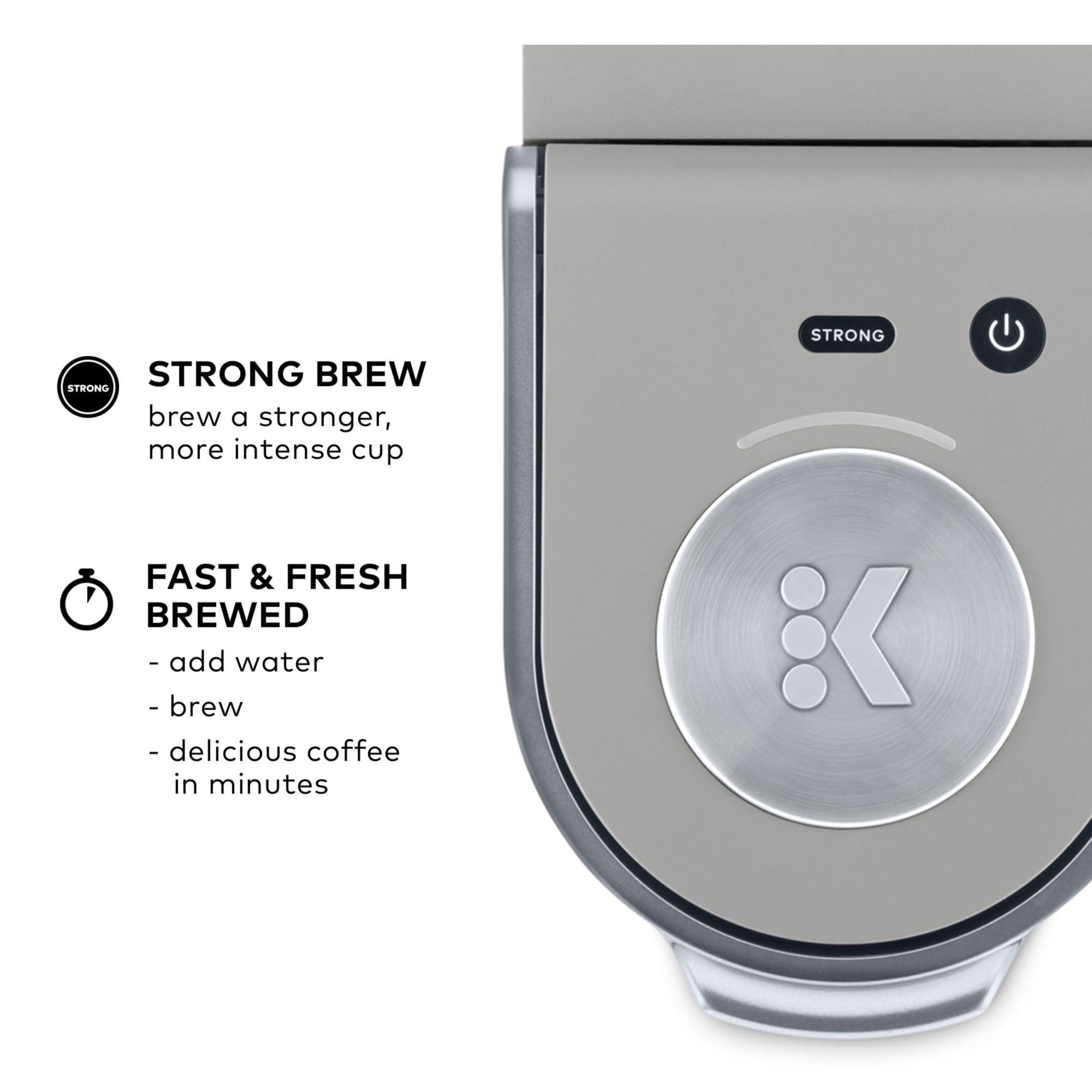 Keurig Keurig K-Mini Plus Single Serve K-Cup Pod Coffee Maker, with 6 to 12oz Brew Size, Stores up to 9 K-Cup Pods, Travel Mug Friendly, Studio Gray