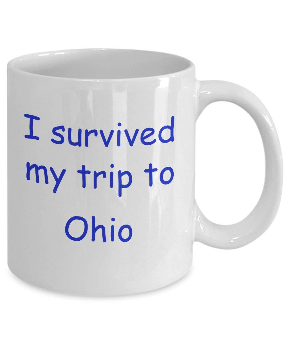 GearBubble Ohio coffee mugs souvenirs, i survived my trip to ohio - white coffee mug tea cup 11 oz gift