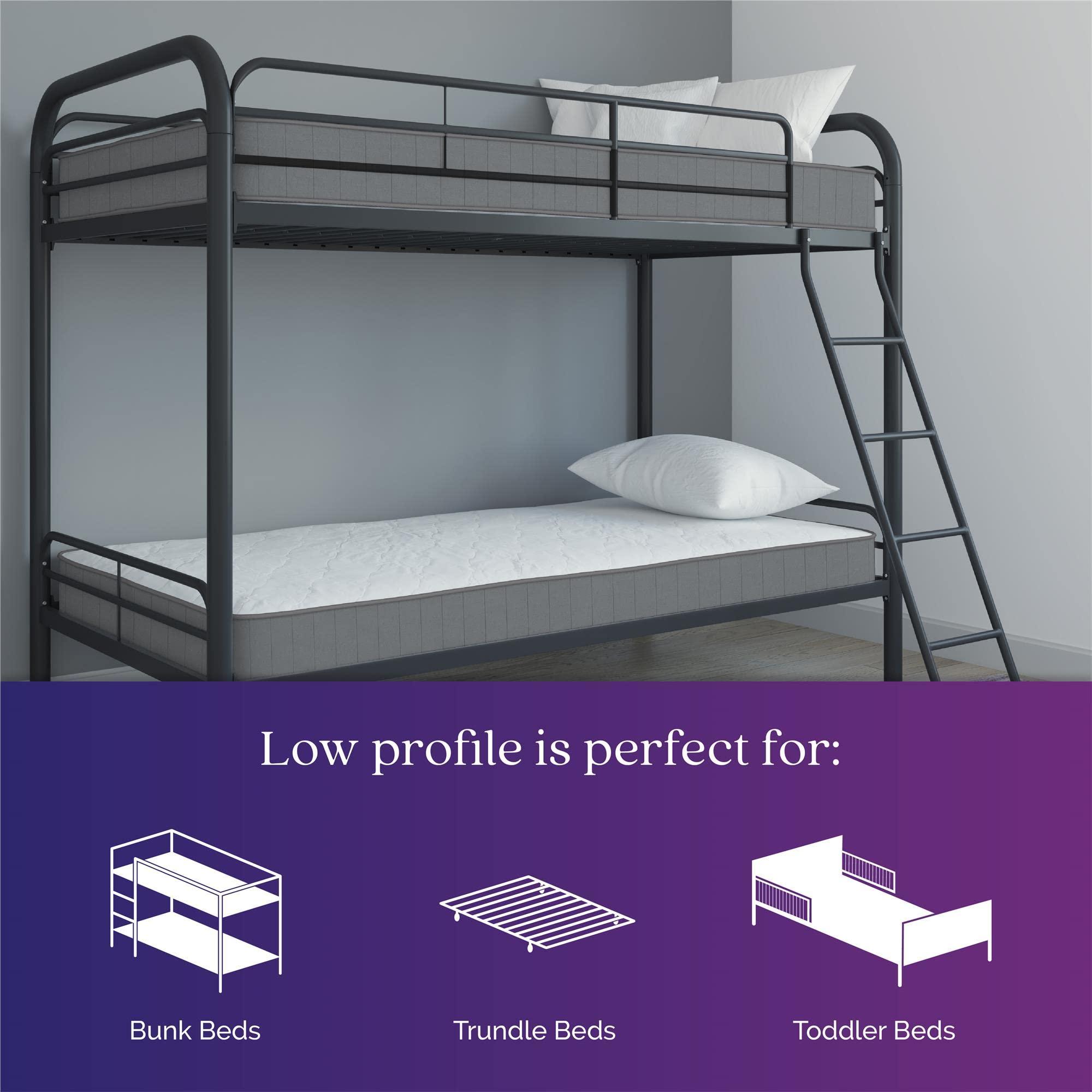 Signature Sleep Signature Sleep,Polyester Tranquility 6 Inch 2-Sided Flippable Bonnell Spring Coil Mattress, Twin Size,Medium GreenGuard Gold Certified,White