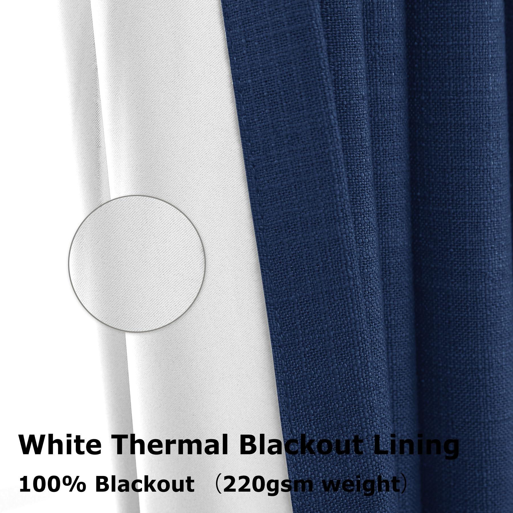 Frelement Frelement Extra Wide 150 Inches Drapes for Large Windows Full Blackout Linen Curtains for Sliding Glass Door Pinch Pleated Drapery with Blackout Lining, 150" W x 102" L, 1 Panel, Navy Blue