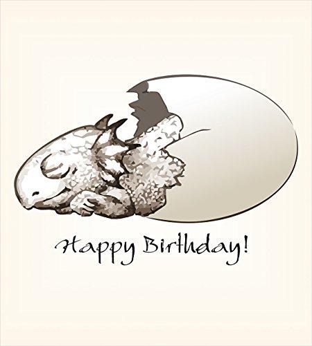 Ambesonne Ambesonne Dinosaur Duvet Cover Set, Happy Birthday Theme Dinosaur Sleeping Cracked Egg Fantasy Fun, Decorative 3 Piece Bedding Set with 2 Pillow Shams, Queen Size, Eggshell Tan