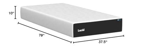 LUCID LUCID 10 Inch Memory Foam Mattress - Medium Feel - Infused with Bamboo Charcoal and Gel - Bed in a Box - Temperature Regulating - Pressure Relief - Breathable - Twin XL Size
