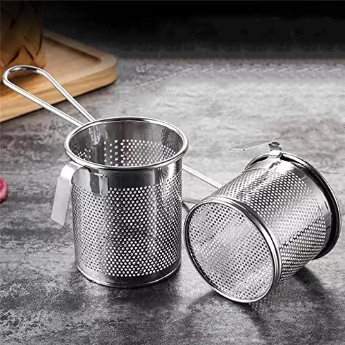 HEAIQI Fryer Basket Strainer Basket 304 Stainless Steel Hot Fry Basket Filter Food Colander Leaking Oil Can Be Screened Surface Fried Food Filter French Fries Basket