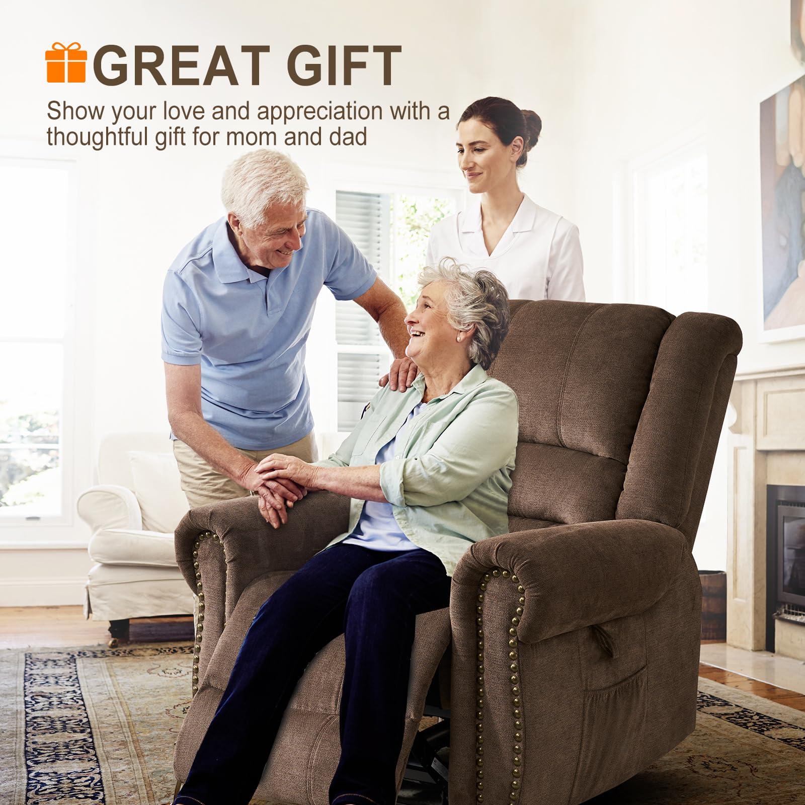 CDCASA CDCASA Dual Motor Lay Flat Lift Chairs Recliners for Elderly with Massage and Heat, Upgraded Chenille Infinite Position Large Sleeping Electric Power Lift Chair Recliner for Seniors, Brown