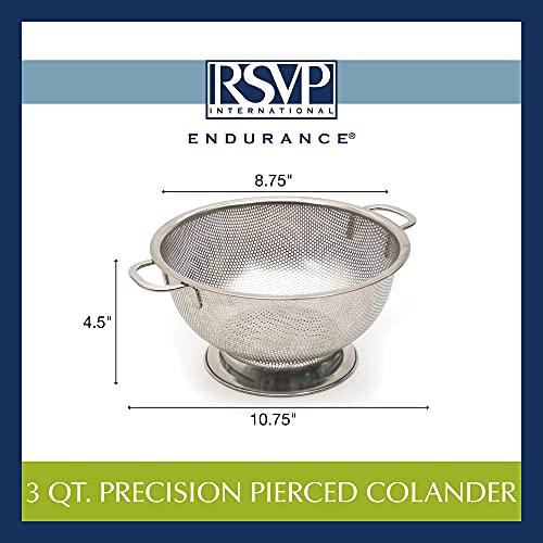 RSVP International RSVP International Endurance Kitchen Collection Colander Strainer, 3 Quart, Pierced Stainless Steel