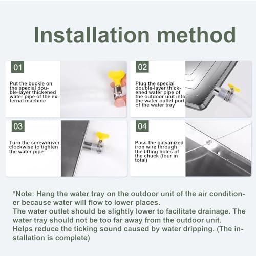 GMBAYUE GMBAYUE Ac Unit Drain Pan, Air Conditioner Drip Tray with Drain Hole, Stainless Steel Condensate Drain Pan for Universal Split Air Conditioner Heat Pump Systems (Color : 2P)