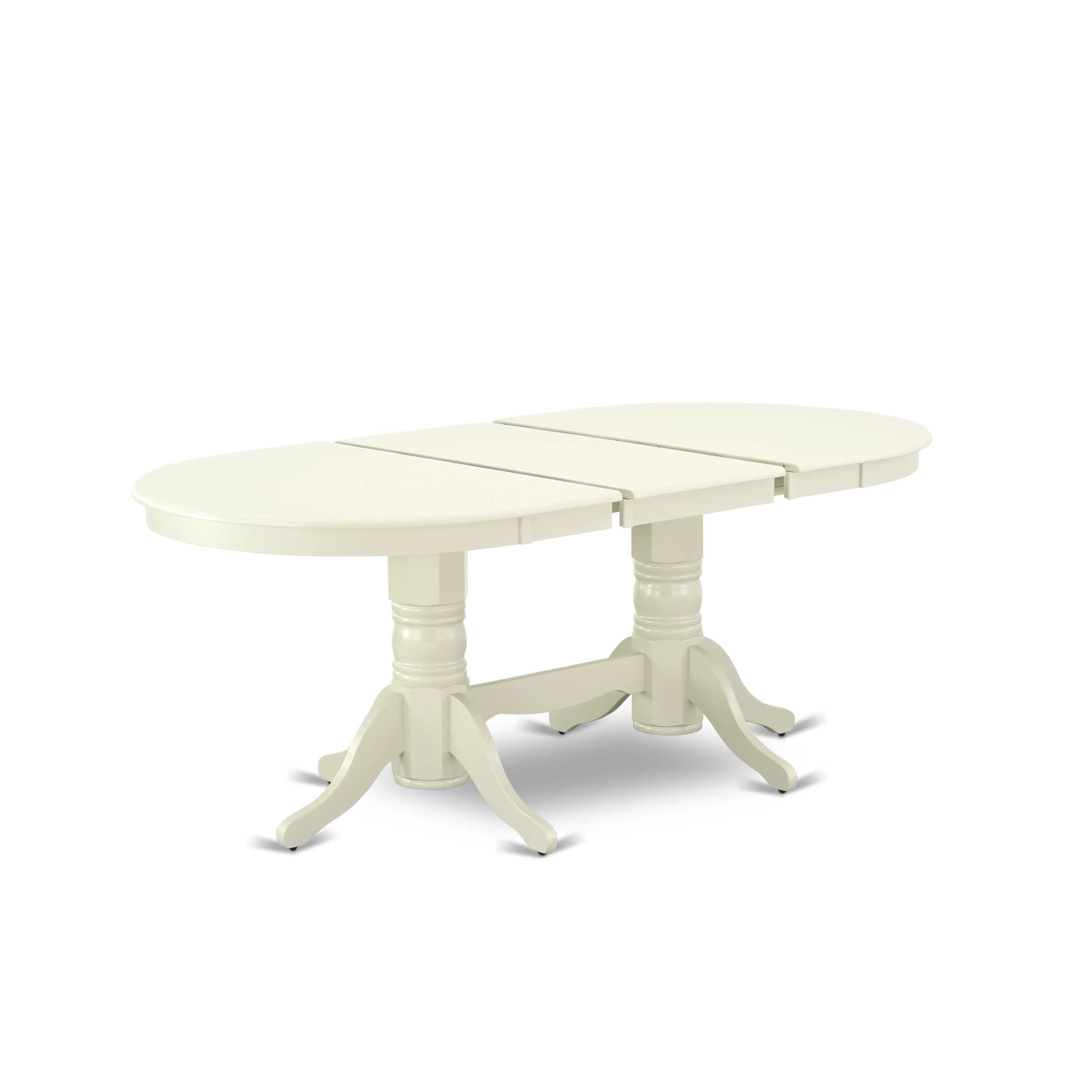 East West Furniture East West Furniture VADA7-LWH-23 7 Piece Dinette Set Contains an Oval Dining Table with Butterfly Leaf and 6 Polyester Upholstered Chairs, Linen White