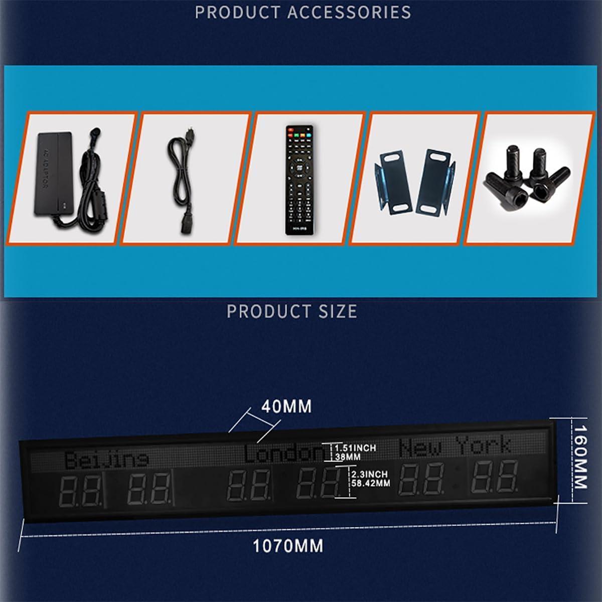 Kadxyan Kadxyan Time Zone Clocks for The Wall, World Clock Multiple Time Zones, 3 Time Zone Clocks, WiFi Connection, City Can Be Changed, Suitable for Multinational Hotels, Airports, Entertainment Venues