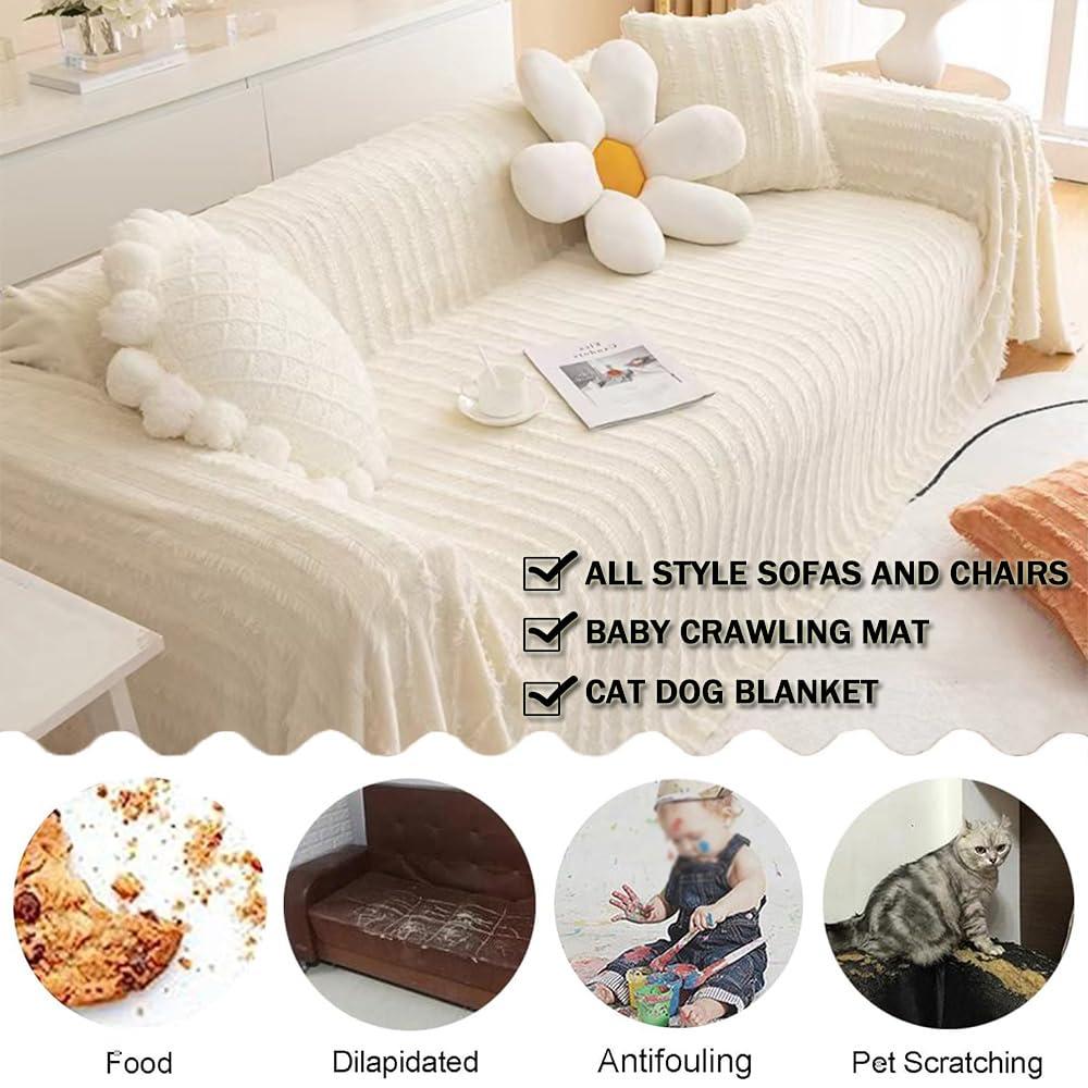 SPOUR Large Soft Tassel Throw for Sofa 1/2/3/4 Seater - Reversible Lightweight Decorative Blanket for Chair, Settees, Couch, Bed - Versatile and Stylish Blanket Throw