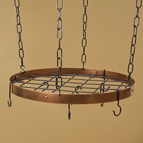 Rogar Rogar Hammered Steel and Chrome Oval Pot Rack with Grid 37.5-in.