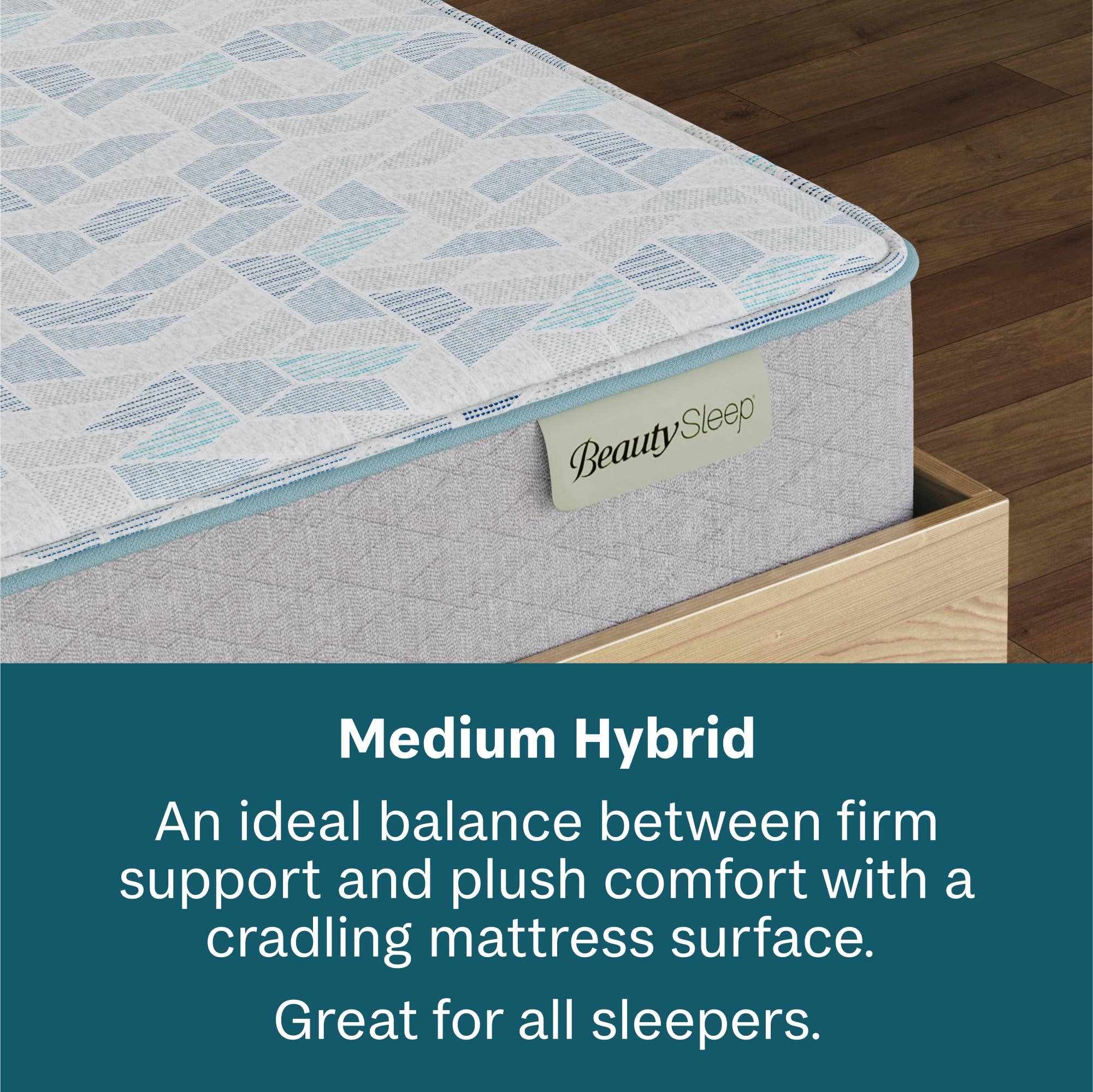 Beauty Sleep Beauty Sleep DreamRest Medium Hybrid 11.5" Queen Mattress, Pocketed Coils, Cooling, Breathable, and Pressure Relieving - 100 Night Trial, CertiPUR-US Certified and 10 Year Limited Warranty