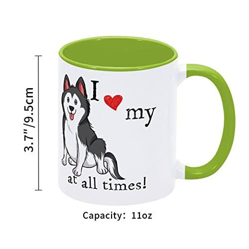 Funlucy Siberian Husky Funny Novelty Mugs I Love My Dogs at All Times Coffee Mug Ceramic Mug Tea Cup Birthday Christmas Mug Gift for Him Her Mother Father, 11 Oz