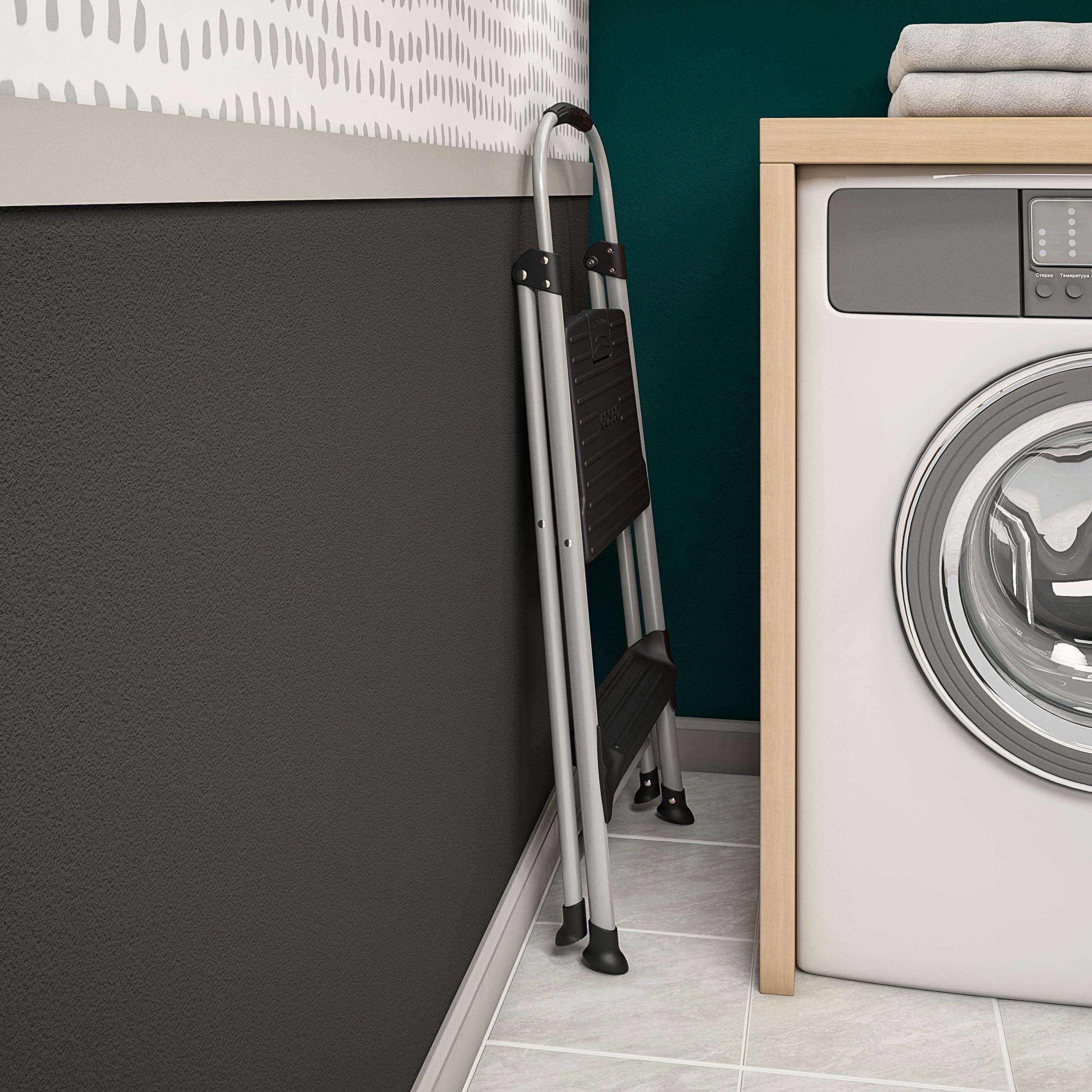 CoscoProducts Cosco 11311ABL1E 2-Step Stool, Platinum/Black