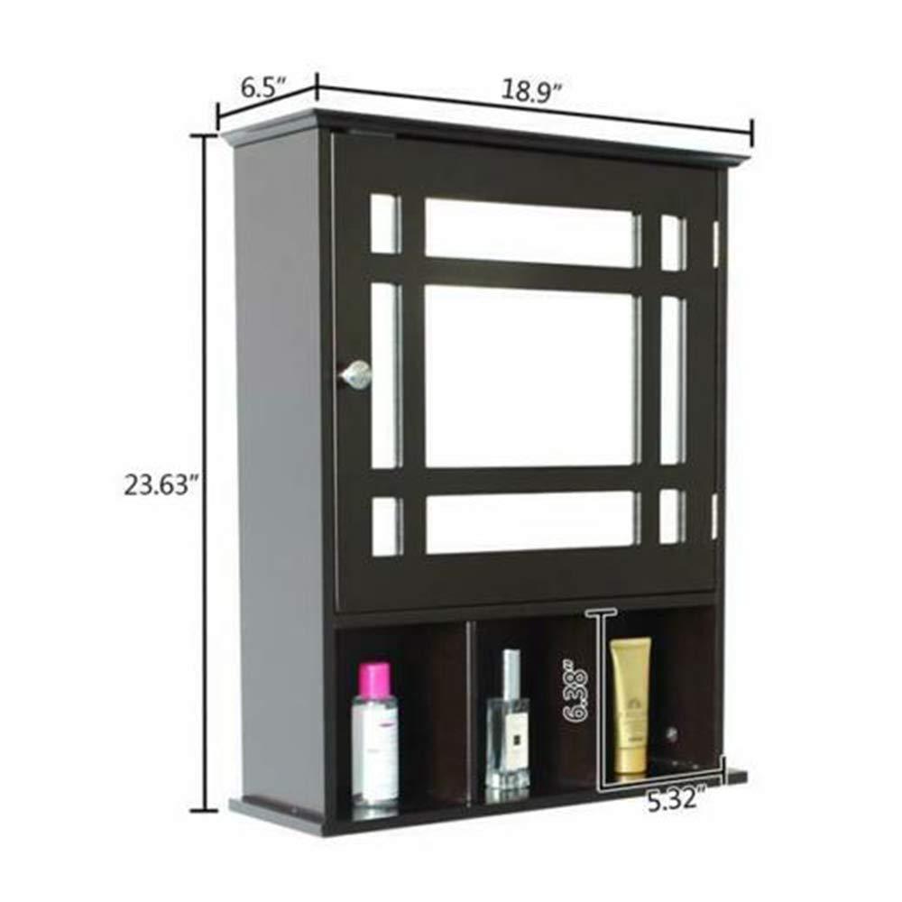 Thaweesuk Shop Thaweesuk Shop New Espresso Wall Mounted Bathroom Vanity Mirror Storage Medicine Cabinet Shelves Over Toilet Wood 18.90\" x 6.50\" x 23.63\" (LxWxH)
