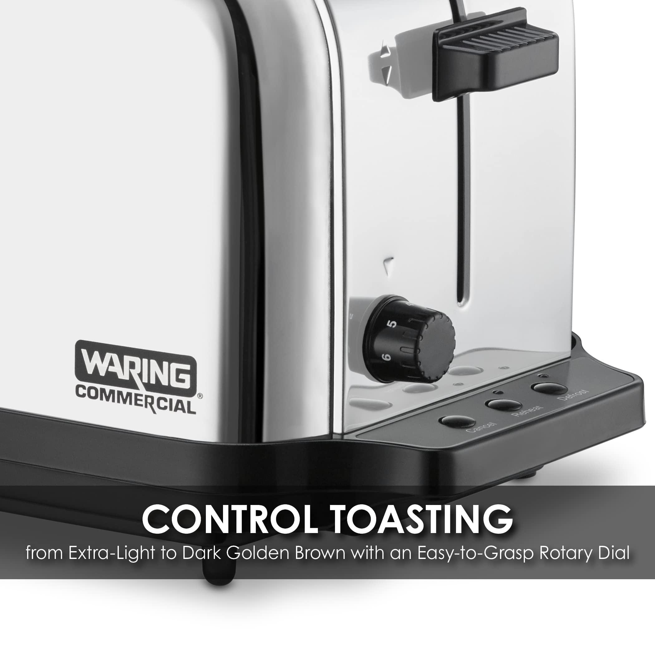 Waring Commercial Waring Commercial WCT702 2-Slice Commercial Light Duty Pop-Up Toaster, 120V, 5-15 Phase Plug, Silver, 2-Compartment