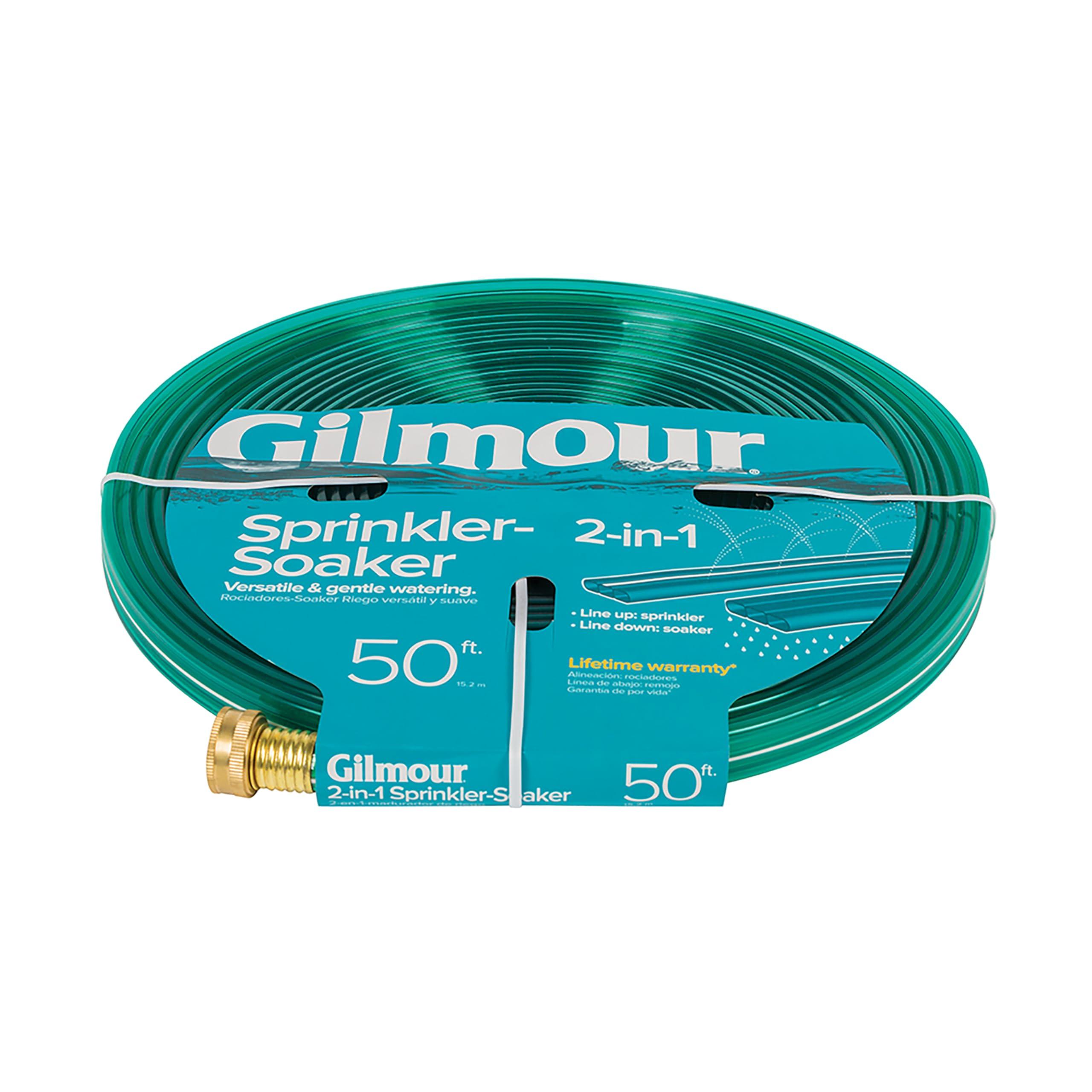 Fiskars Gilmour 2-in-1 Sprinkler Soaker Hose, 50 ft Heavy Duty Watering Hose with Holes, Water Hose for Lawn and Garden Irrigation