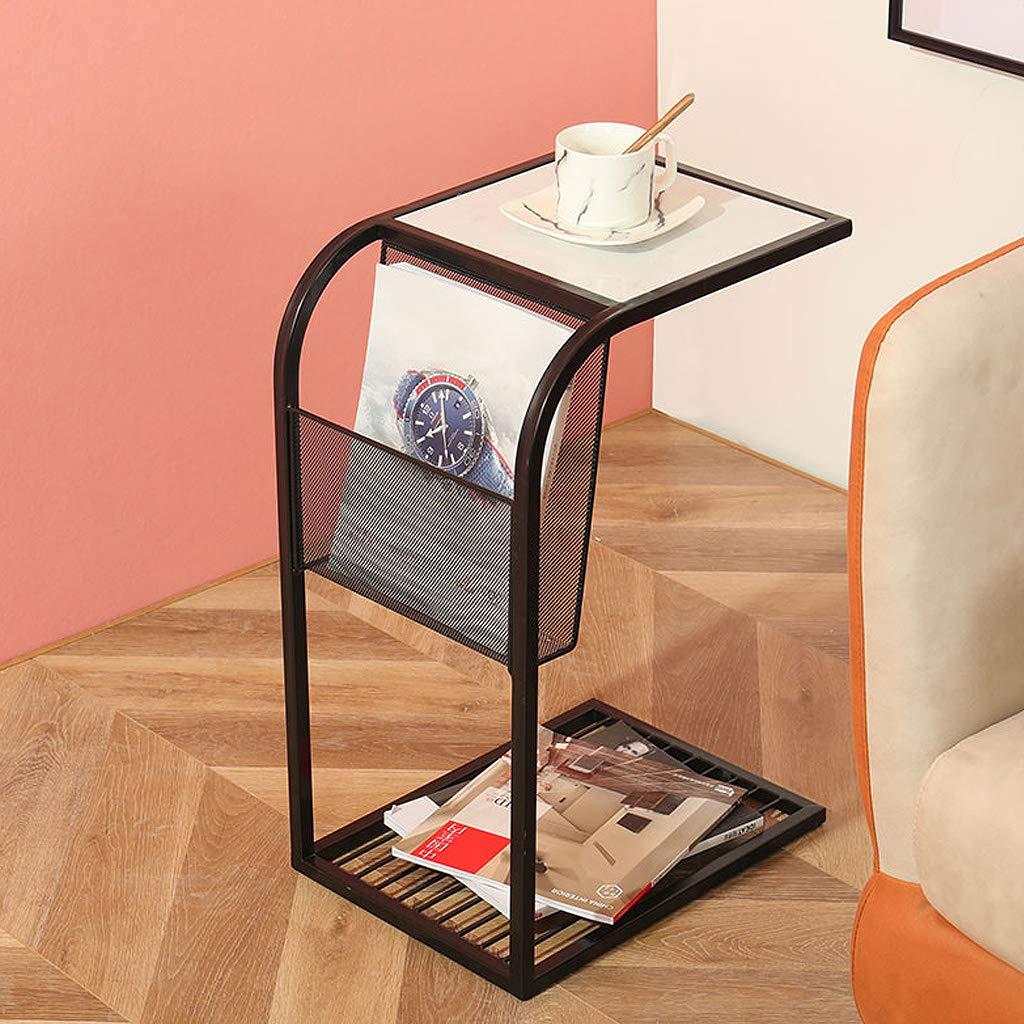 BTZHY BTZHY Side Table/End Table,C-Shaped Marble Desktop Metal Frame Side Storage, Bed Table Living Room Home and Office Side Table