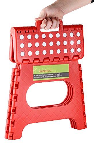 Greenco Greenco Super Strong Foldable Step Stool for Adults and Kids - 11" in Height, Holds up to 300 Lb!!!(red)