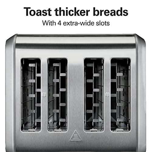 Hamilton Beach Hamilton Beach 4 Slice Toaster with Extra Wide Slots for Bagels, Shade Selector, Toast Boost, Slide-Out Crumb Tray, Auto-Shutoff and Cancel Button, Brushed Stainless Steel (24910)