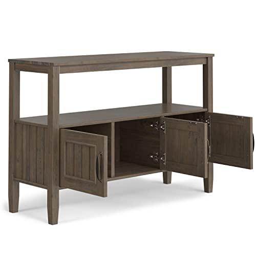 SIMPLIHOME SIMPLIHOME Lev Solid Wood 48 Inch Wide Contemporary Console Table in Smoky Brown, for The Living Room, Entryway and Bedroom