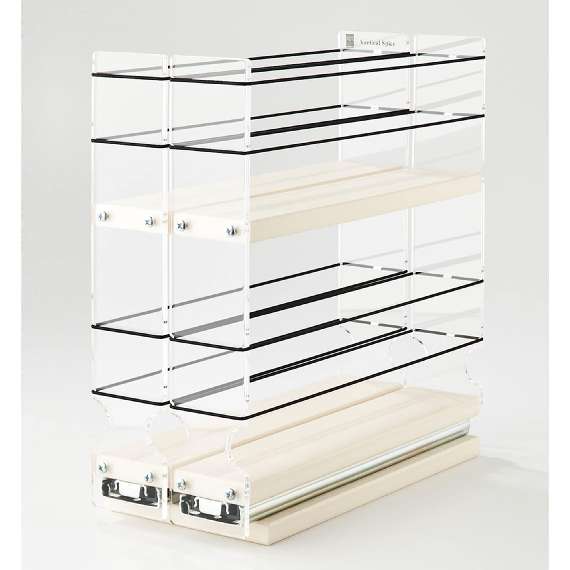 Vertical Spice Vertical Spice - Narrow Pullout Spice Rack - Sliding Drawer for Kitchen Organization - Pantry Organizers and Storage - 2 Drawers & 2 Tiers - 20 Spice Jar Capacity (4.6\" W x 10.75\" H x 10.6\" D, Cream)