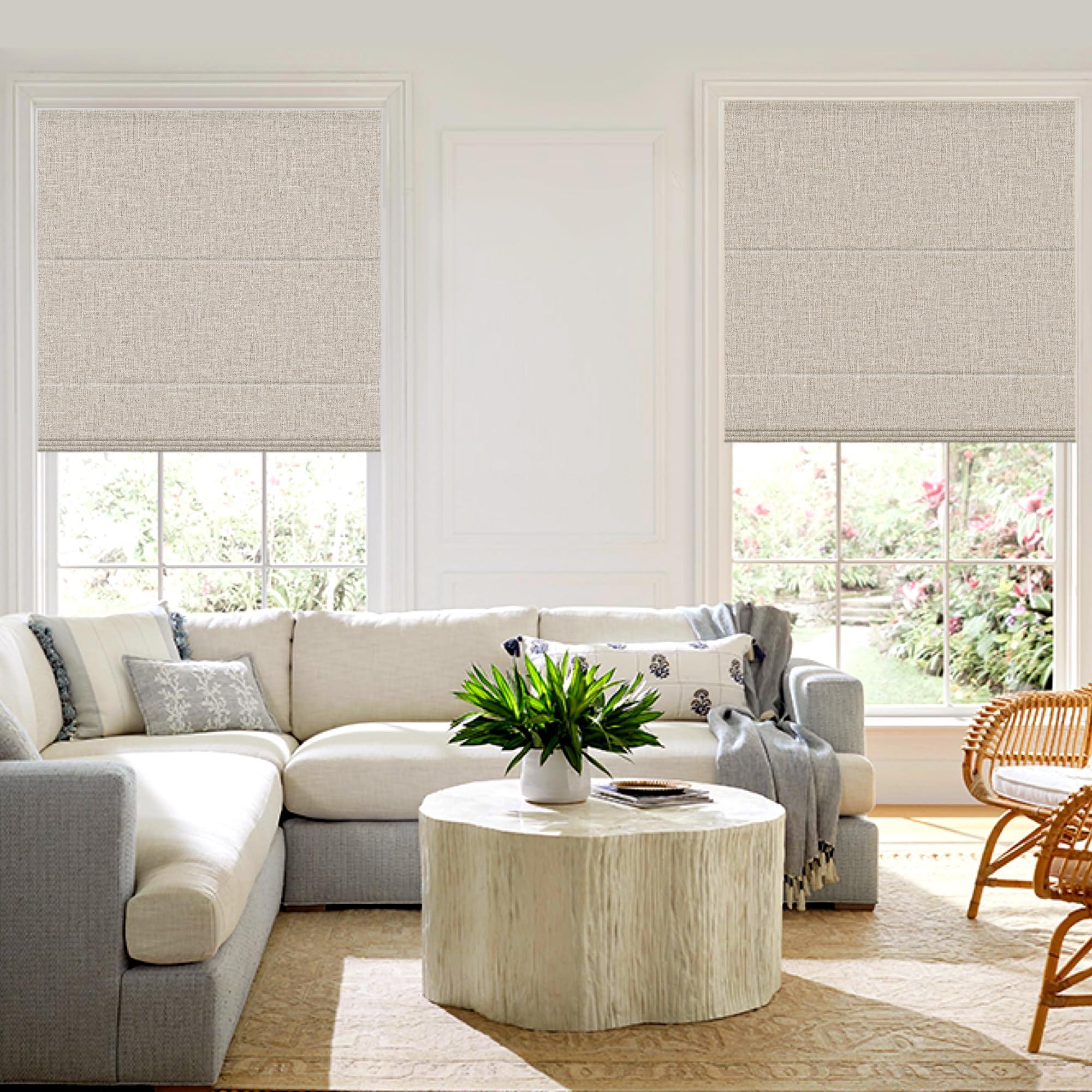 Blindzup Blindzup Cordless Roman Shades for Windows, Pull Down Linen Roman Blinds with Waterproof and Room Darkening Fabric for Living Room Dining Room Bathroom,Privacy Blackout Coffee, 29" W x 54" H