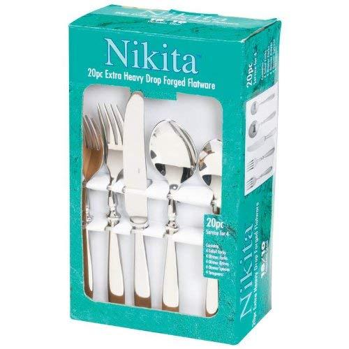 B&F B&F Piece Nikita Bistro 20 Pc Forged Stainless Steel Flatware Set, 3.4 LB, Silver