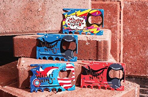 Wallet Ninja Wallet Ninja Multitool Card 18 in 1 Credit Card Size Multi-Tool for Quick Repairs, EDC Survival Gear, Bottle Opener, Camping Cool Gadget and Stocking Stuffer (Blue)