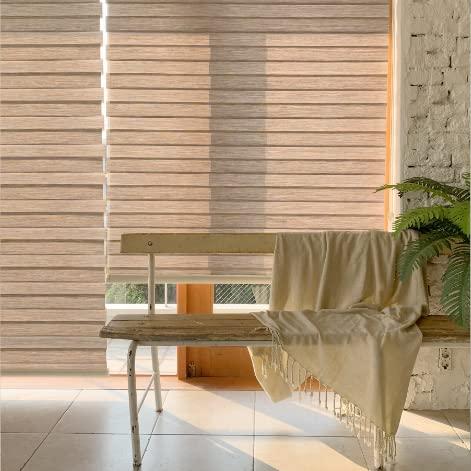 ARTISEE [Korean Blinds] ARTISEE Window Treatments Dual Shade Zebra Combi Customized Blinds Light Filtering Shades (Beige, W 72 inch)