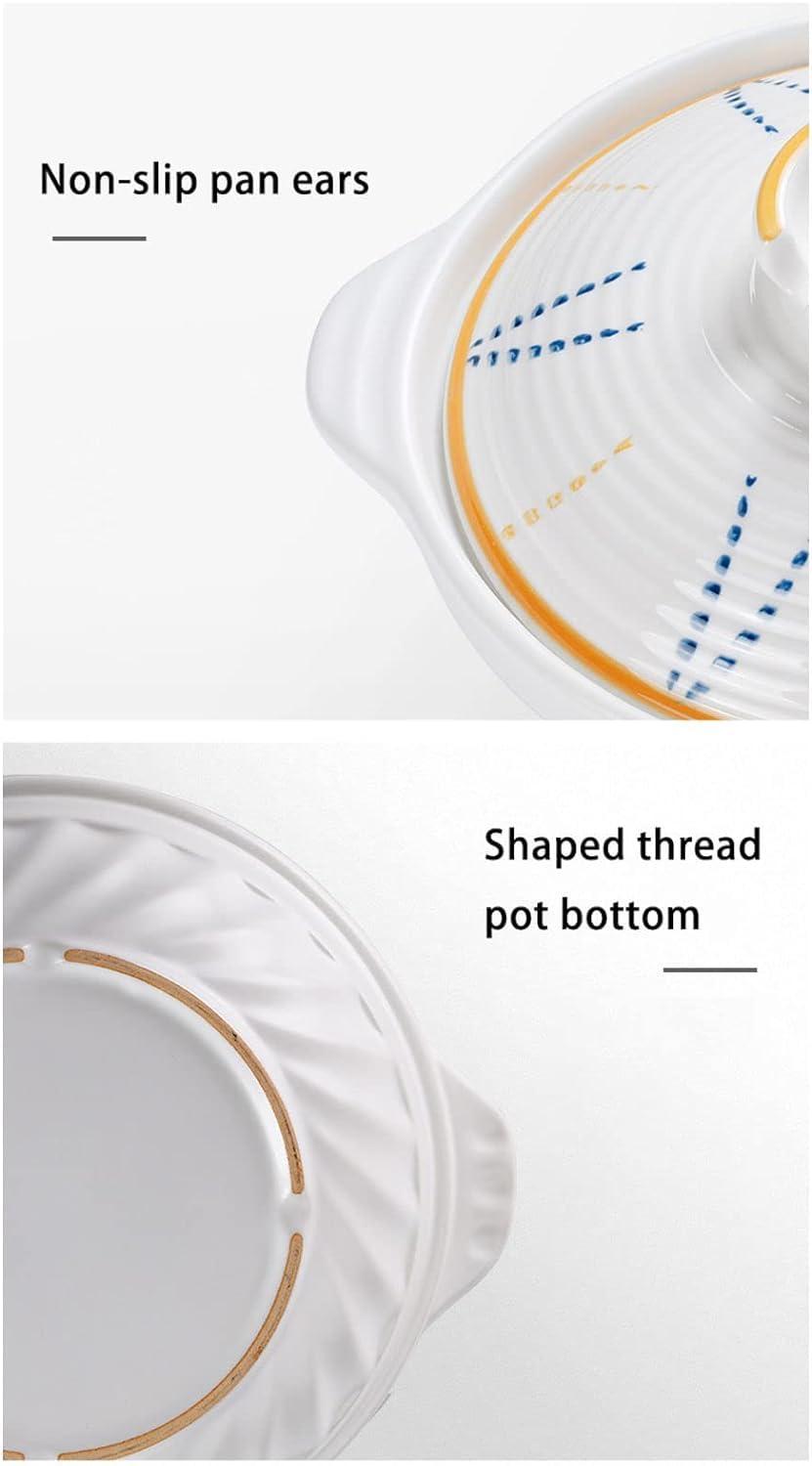 GRCQLWT GRCQLWT Casserole Pot with lid,Ceramic hot Pot, 1.6 Litre Casserole Dish with Lid, Ceramic Cookware, Shallow Casserole Stew Pot with Double Handle, Long-Lasti