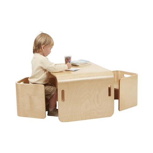 ECR4Kids ECR4Kids Bentwood Multipurpose Table and Chair Set, Kids Furniture, Natural, 3-Piece