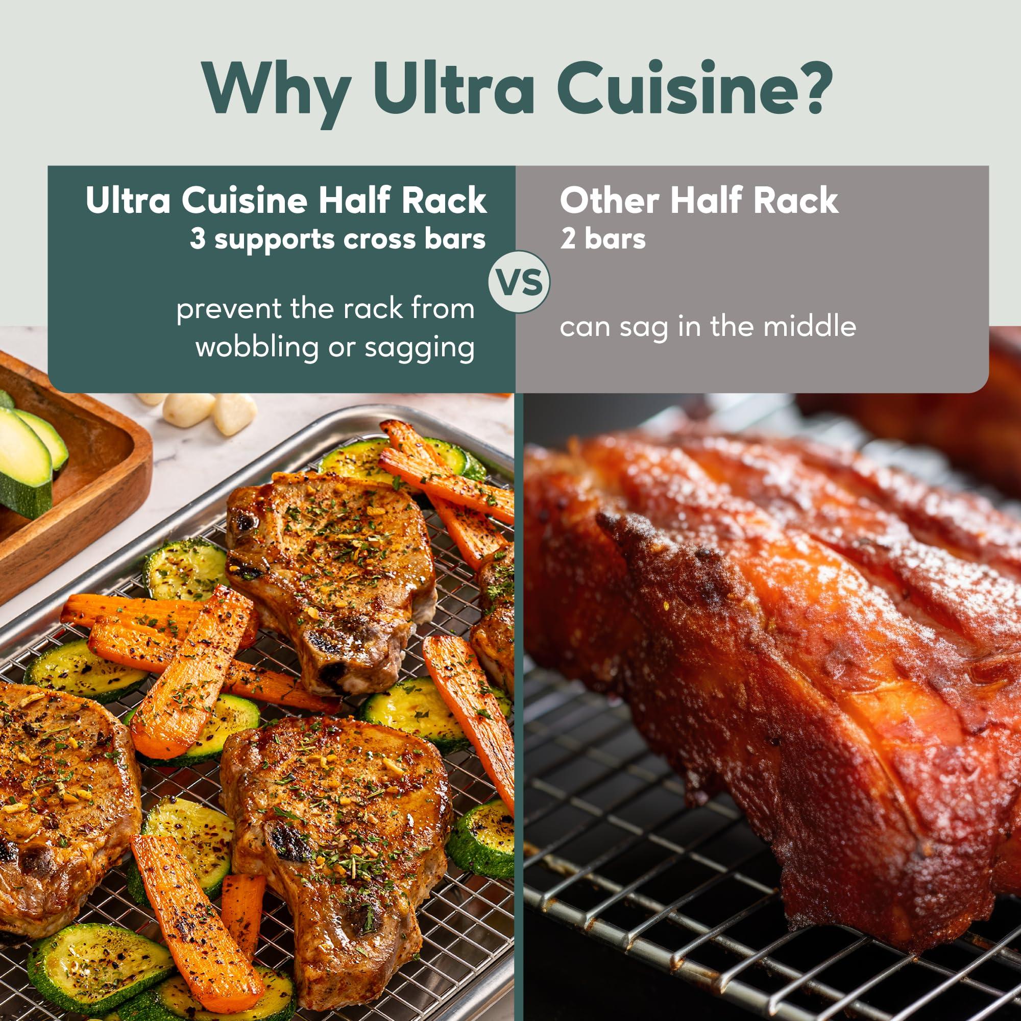 Ultra Cuisine Ultra Cuisine Stainless Steel Baking Rack - 10x14.75 inch Jelly Roll Pan Wire - Oven Grill Sheet Pan - Oven Safe - Dishwasher Safe - Heavy Duty Wire Cooling Rack for Cooking Baking and Roasting