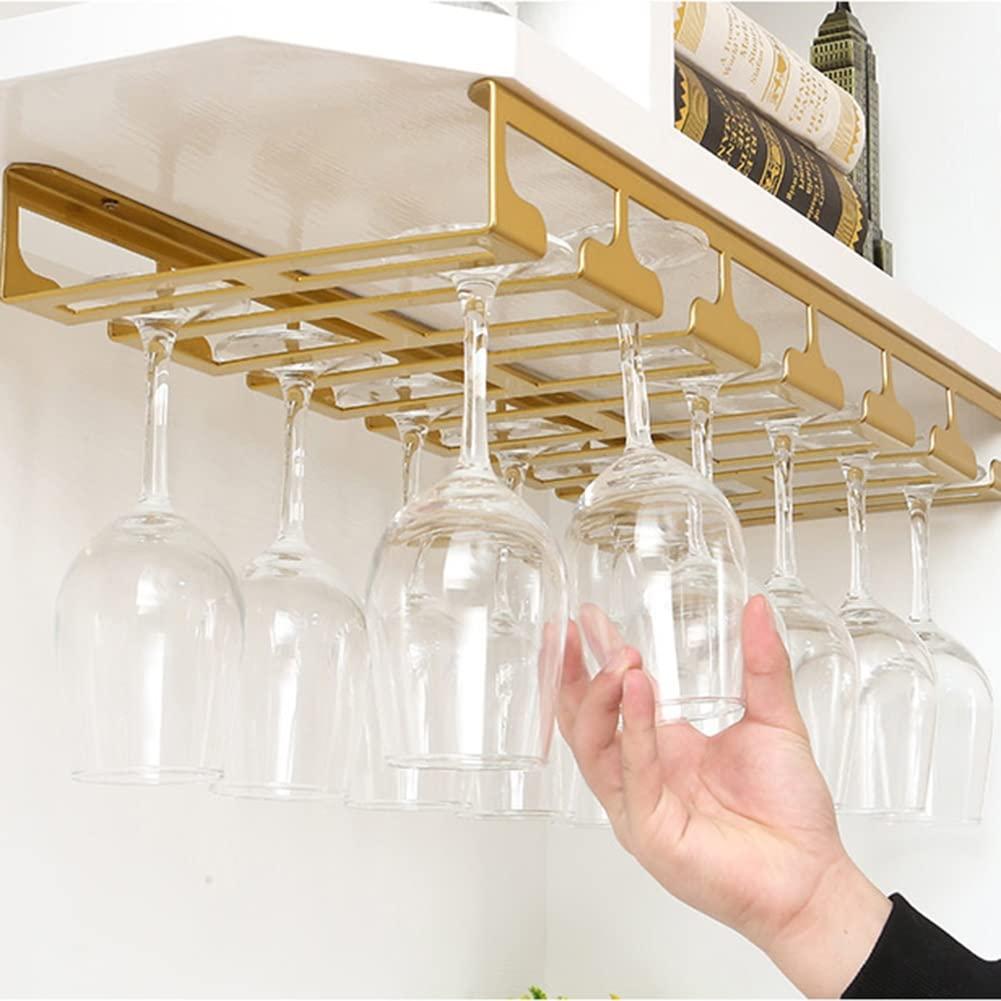 NWB Stylish Modern Wine Rack Wall Mounted,Under Cabinet Stemware Wine Glass Holder, Metal Wine Glass Organizer Glasses Storage Hanger for Kitchen Cabinet Bar Decor,Perfect for Wine lovers