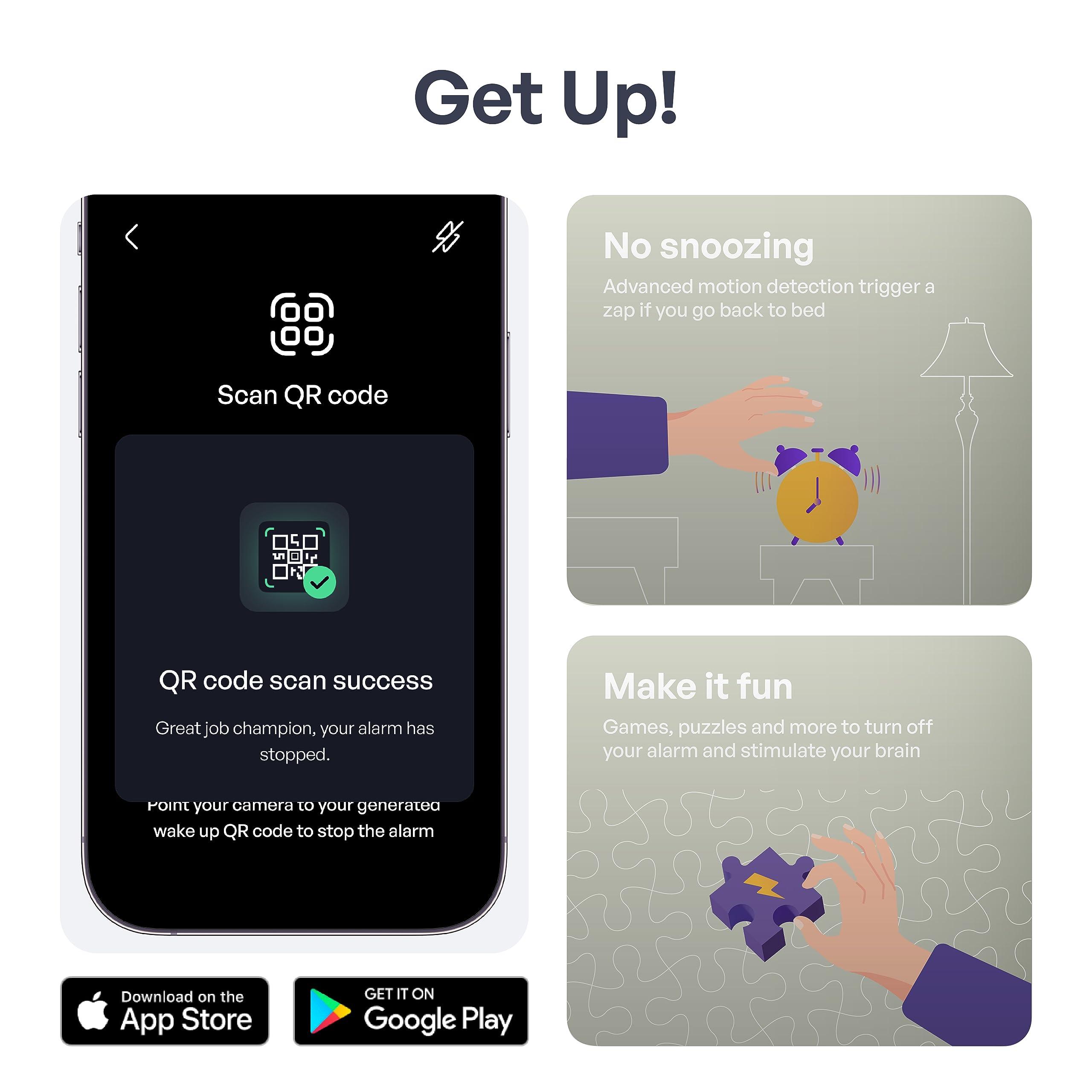 Pavlok Shock Clock | Budget Silent Alarm Clock | Perfect for Heavy Sleepers | Great for Couples | Wake Up On Time | Vibrating Alarm | Best Alarm for Students