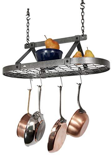 Enclume Enclume Decor Classic Oval-Shaped Ceiling Pot Rack, Hammered Steel Medium