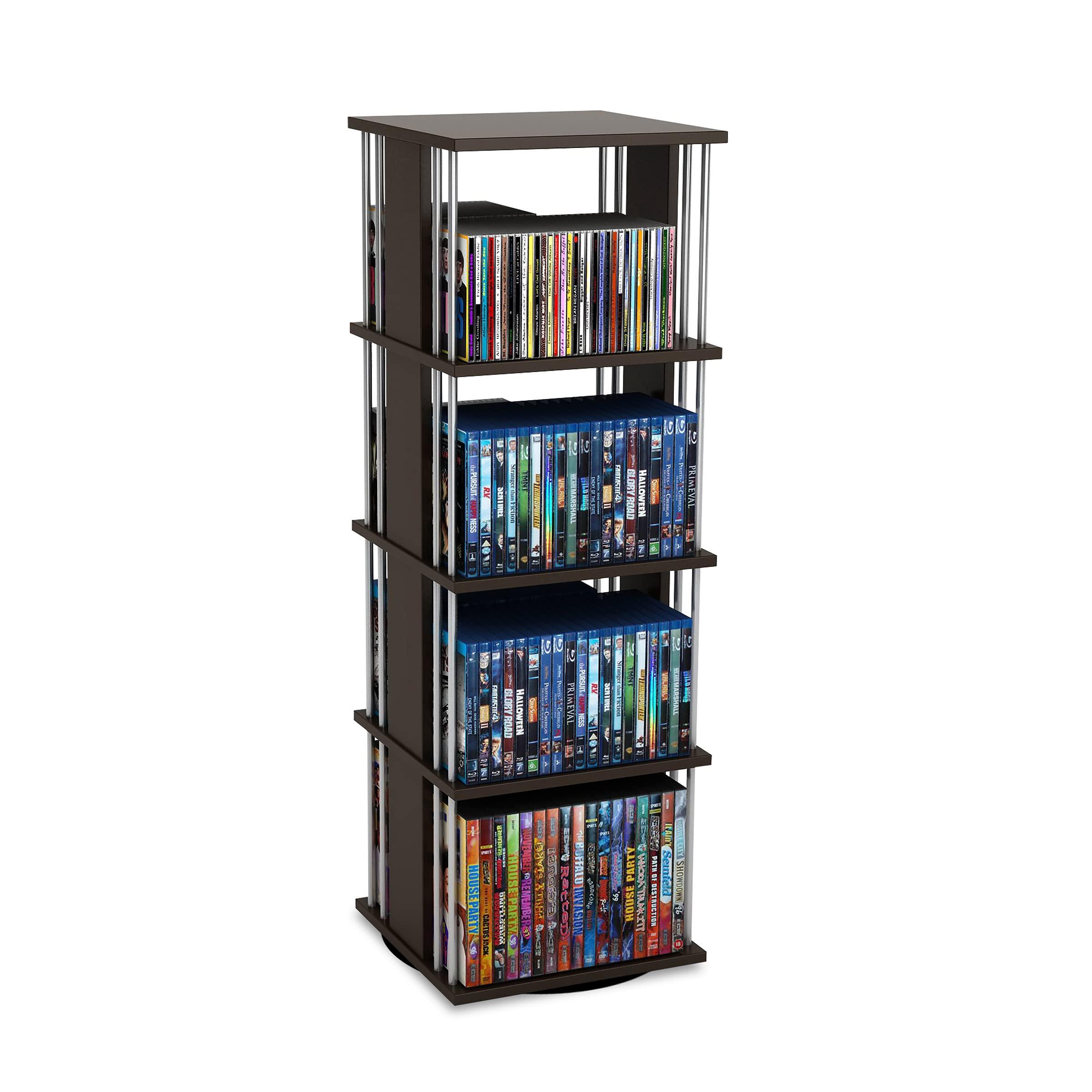 Atlantic Atlantic Typhoon Media Storage Spinner, Engineered Wood, Space-Saving 360-Degree Rotation, Organize & Protect Prized Media & Memorabilia Collections, PN 82635716  Espresso