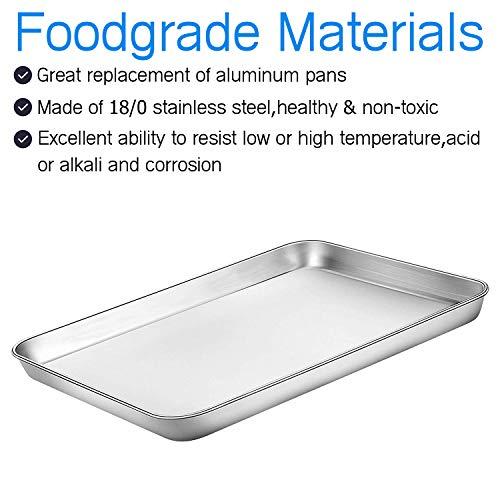 Bastwe Baking Sheets Set of 5, Bastwe Stainless Steel Baking Pan Tray Cookie Sheet, Size 10 x 8 x 1 inch, Non Toxic & Healthy, Rust Free & Easy Clean