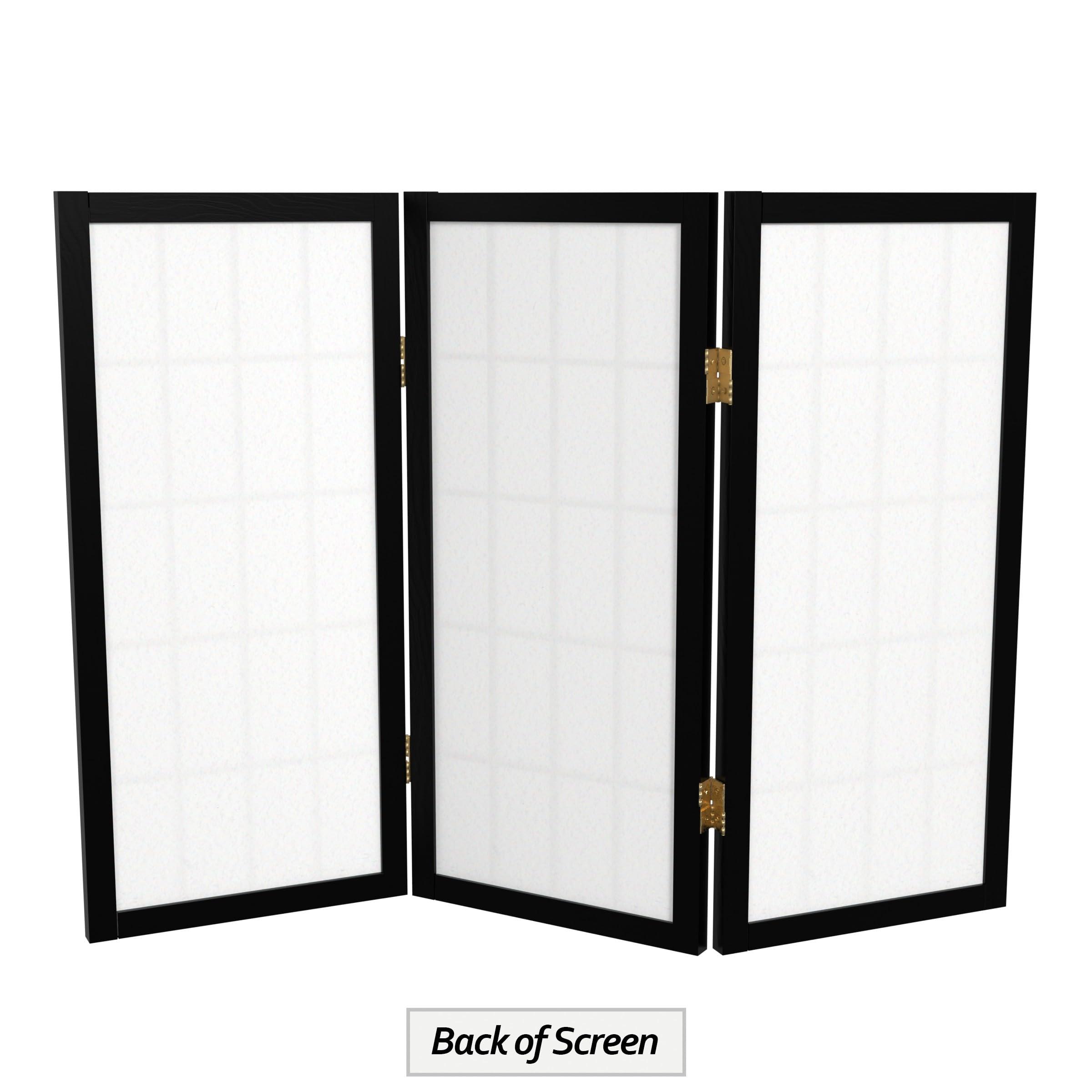 Red Lantern 2 ft. Short Desktop Window Pane Shoji Screen - Black - 3 Panels